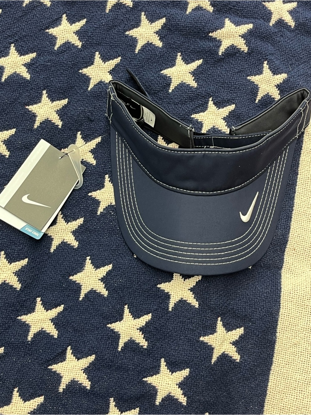 Nike Navy Blue Athletic Golf Visor with White Stitching Unisex New with Tags